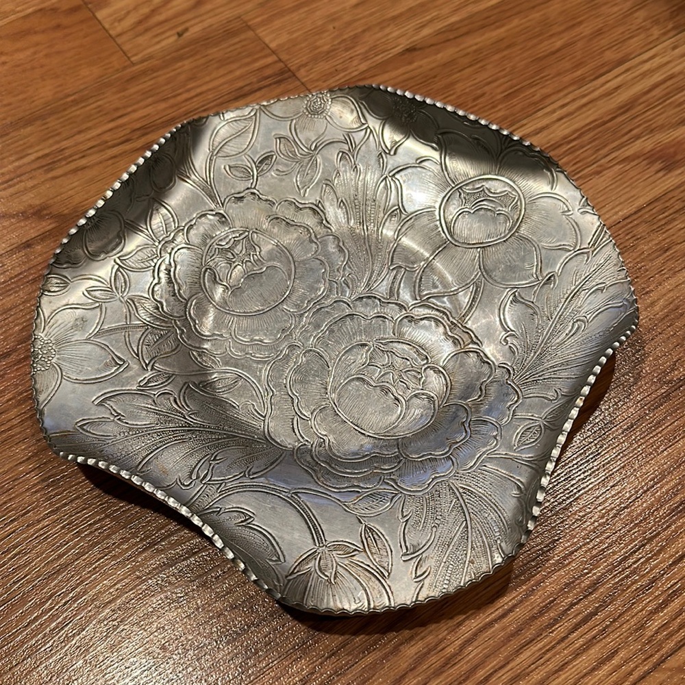 Vintage Hand Wrought Aluminum Peonies Dish - Wilson Specialties Co.